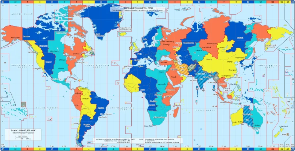 Calculate time differences around the world